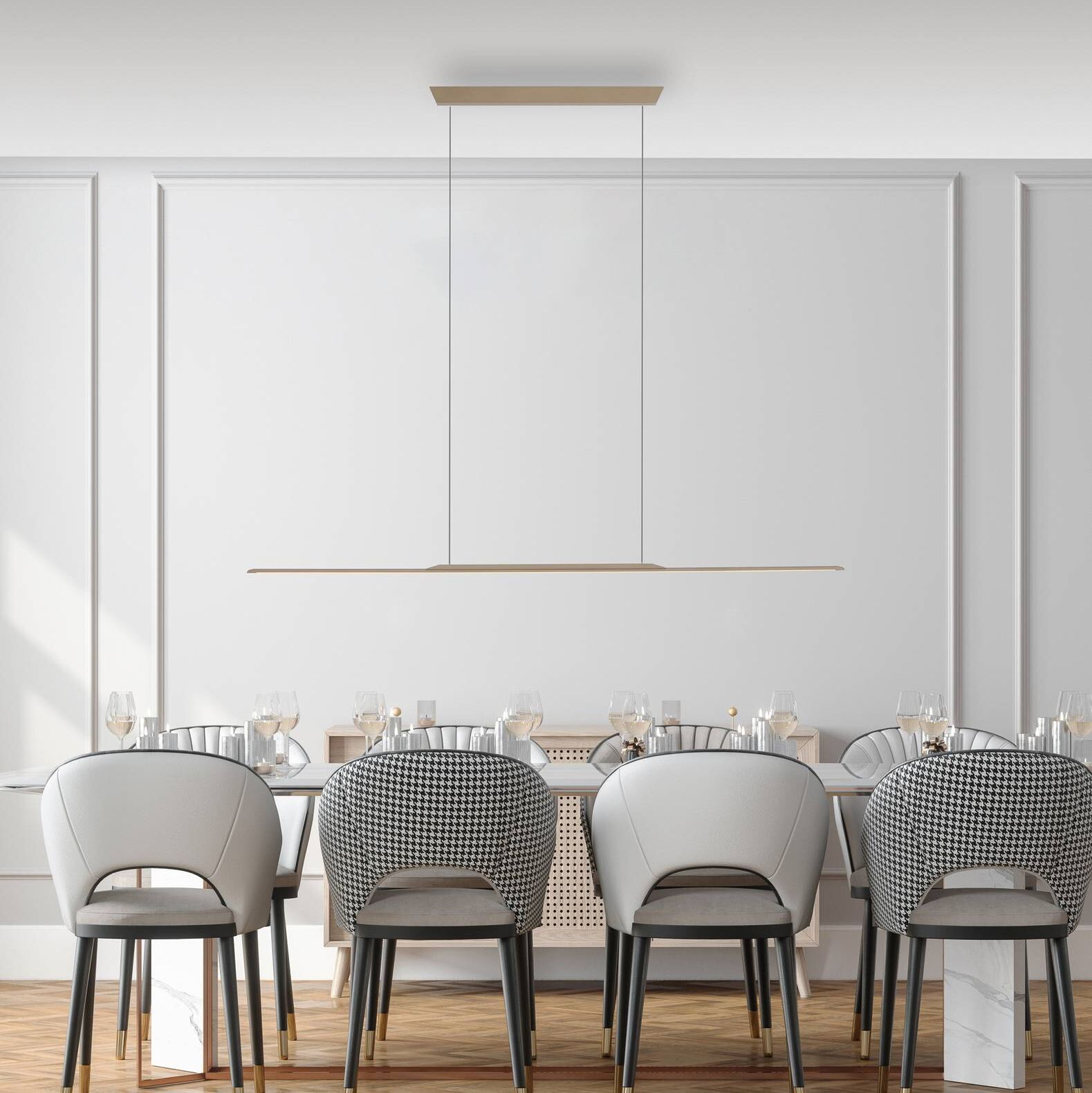 Pure Lampada LED a sospensione Surface, bronzo, 125 cm, alluminio, 3.000 K dimmerabile, Bronzo / Ottone antico, Soggiorno / Sala da pranzo, Alluminio, Moderno