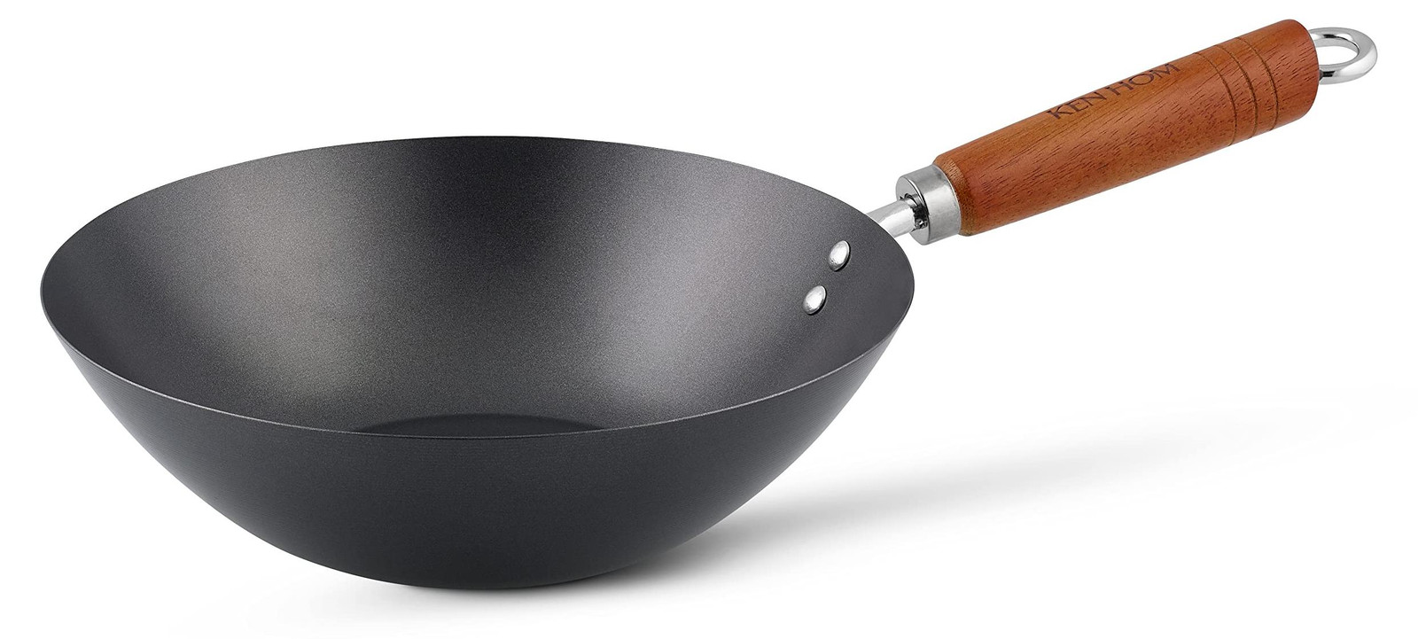 Dripio Wok van koolstofstaal met antiaanbaklaag en houten handgreep, 27 cm