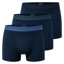 SCHIESSER Herren Boxershorts, 3er Pack - "95/5", Trunks, Cotton Stretch, Logobund Blau / L