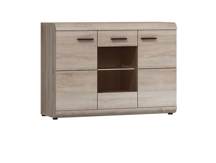 Feldmann-Wohnen Kommode Link E eiche sonoma 120 / 42 / 86 cm, Braun, 3 Fächer, Rechteckig, 120x86x42 cm, Kleinmöbel, Kommoden, Kommoden