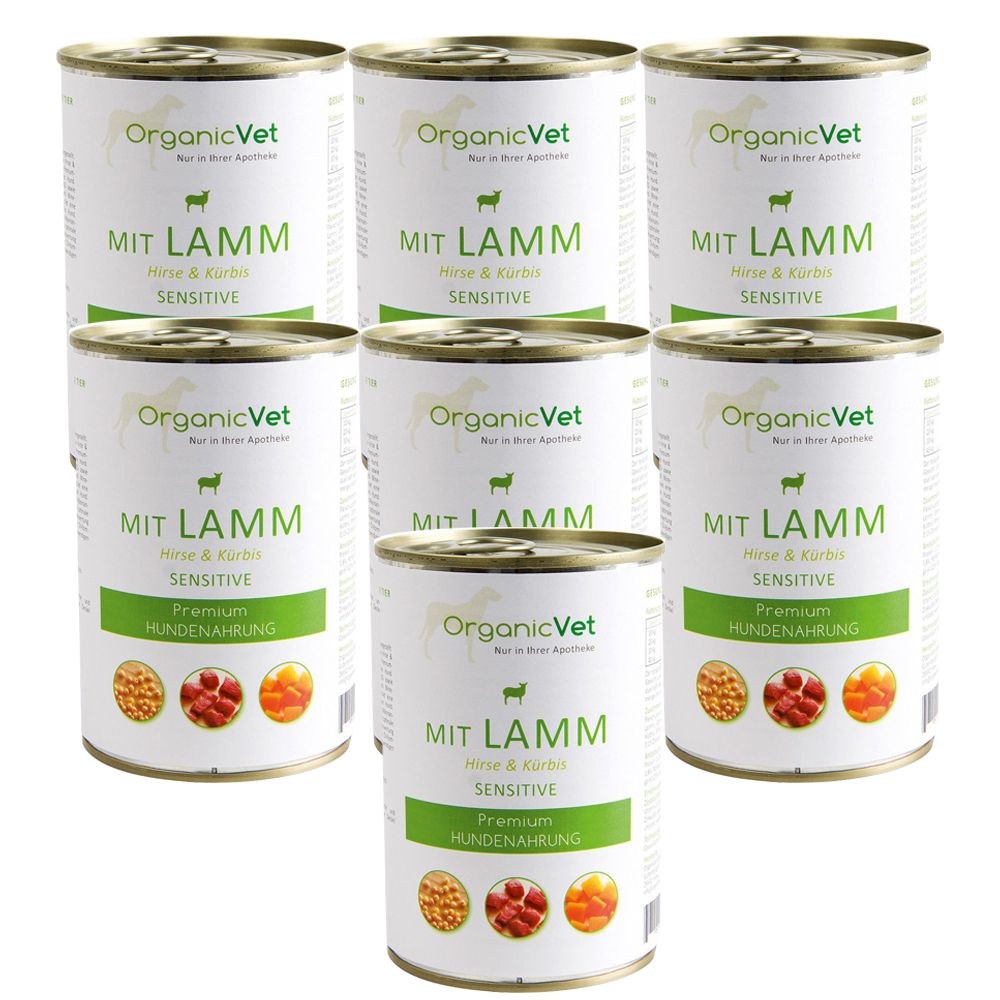 OrganicVet Hund Sensitive Lamm, Hirse mit Kürbis 7-er Set 7x400 g Futter