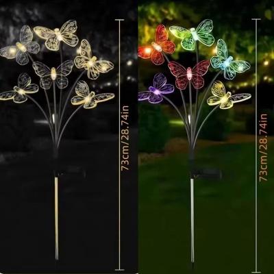 Uplift Picks Solar Butterfly Garden Stake Lights With Six Heads Two Lighting Modes 1 Warm & 1 Multicolor