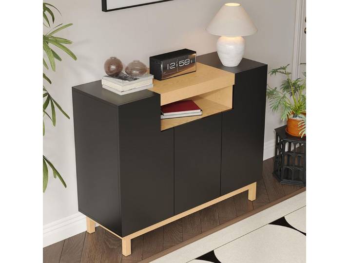 Buffet - Buffet 120 - 3 portes - Noir - Panneaux de particules 120 5×42×96 cm