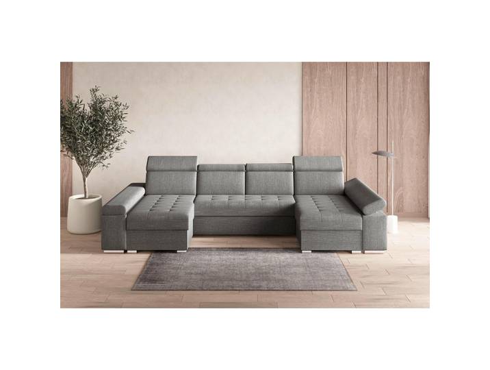 Mid.you Wohnlandschaft Toronto U, Grau, 4-Sitzer, U-Form, 330x168 cm, Stoffauswahl, Rücken echt, Armteil links, rechts, Wohnzimmer, Sofas & Couches, Wohnlandschaften, Wohnlandschaft U-Form