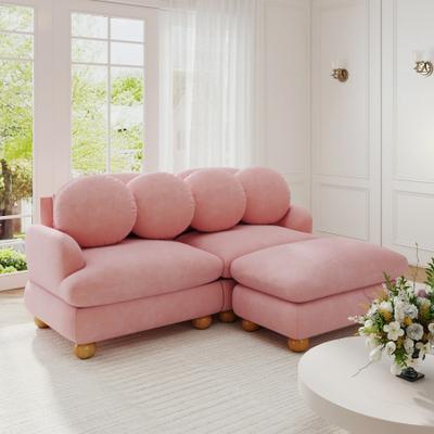 Loedds 68-Inch 3-Seat Chenille Sofa with Ottoman & Lumbar Pillows & Deep Seats