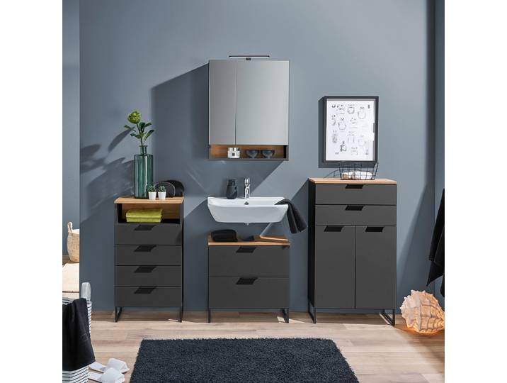Meuble midi 60cm Noir/Noir mat