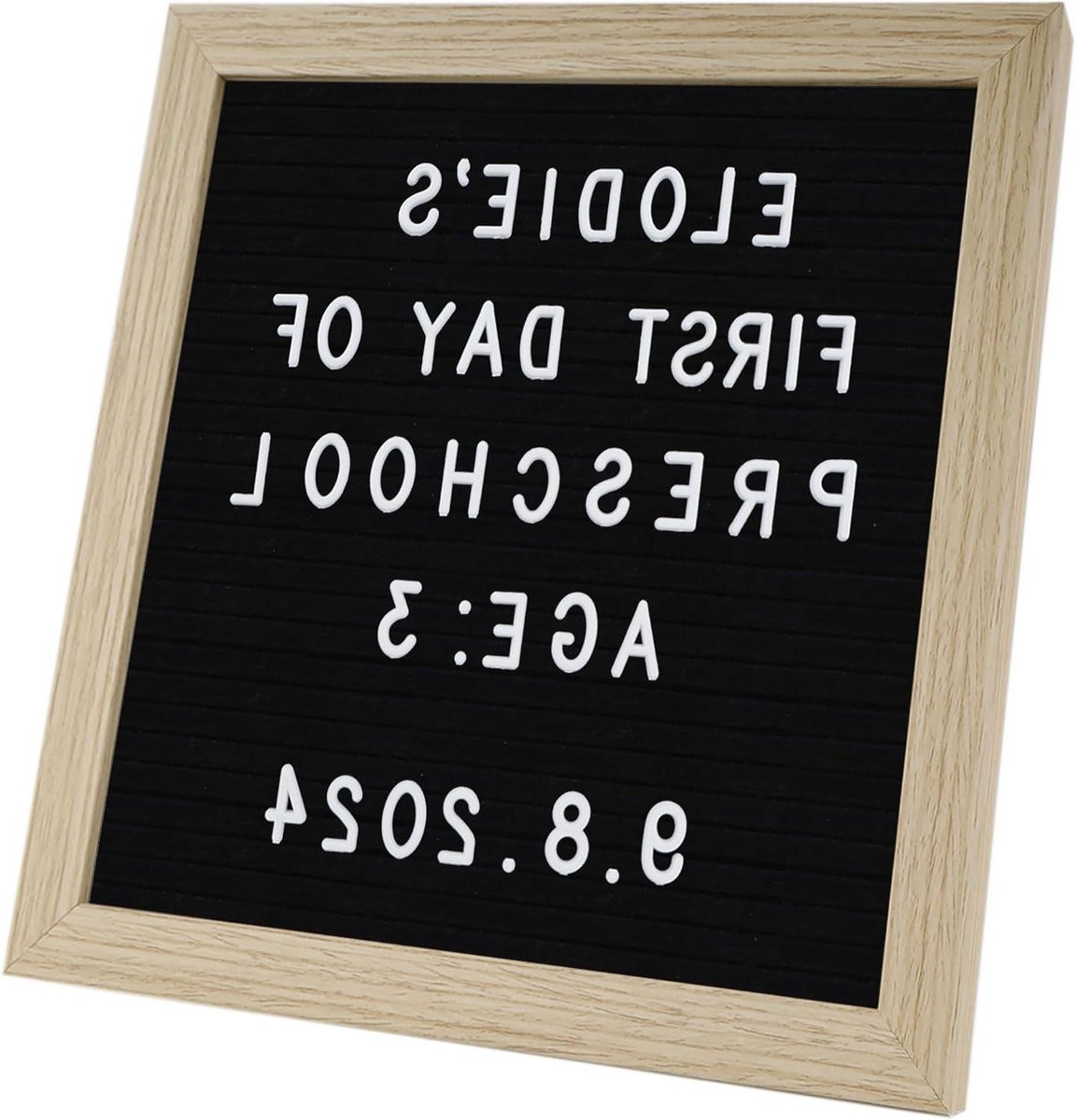Zwart Vilten Letterbord met 336 verwisselbare tekens, 25 x 25 cm