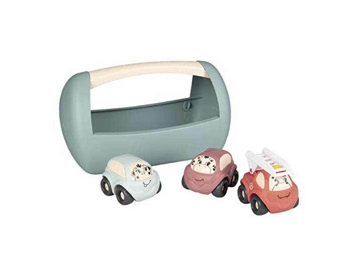 Smoby - Little Set 3 Fahrzeuge – 1. Alter – Autos und Feuerwehrauto – Transportbox – ab 12 Monaten – 140204 Grün