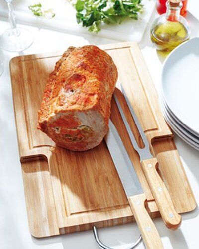 Tagliere Bambù-Cut con coltello e forchetta inox, 43x25 cm Personalizzate o neutre