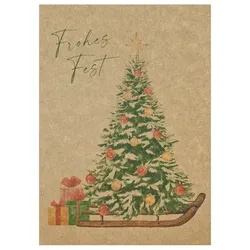Home Fashion, Grußkarte "Tree on Sled", Grußkarte mit Umschlag zum Beschreiben, 1 Stück pro Pack