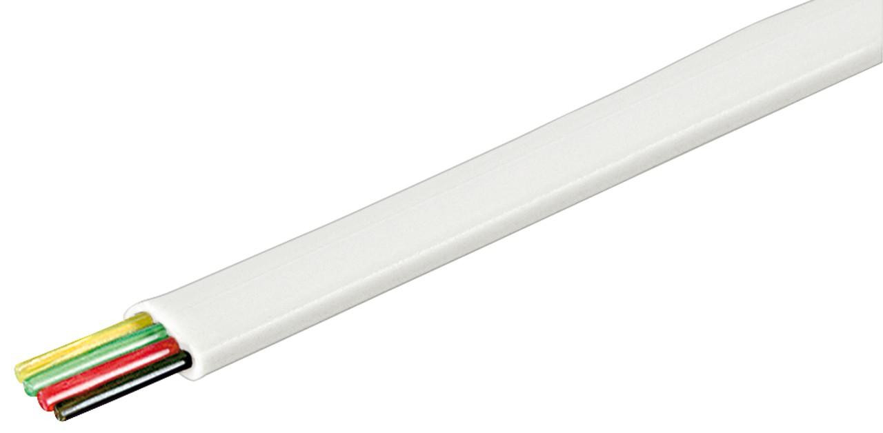 Goobay 50268 platte telefoonkabel, 100 meter rol, wit, 4-aderig, AWG 30, koper (CU)