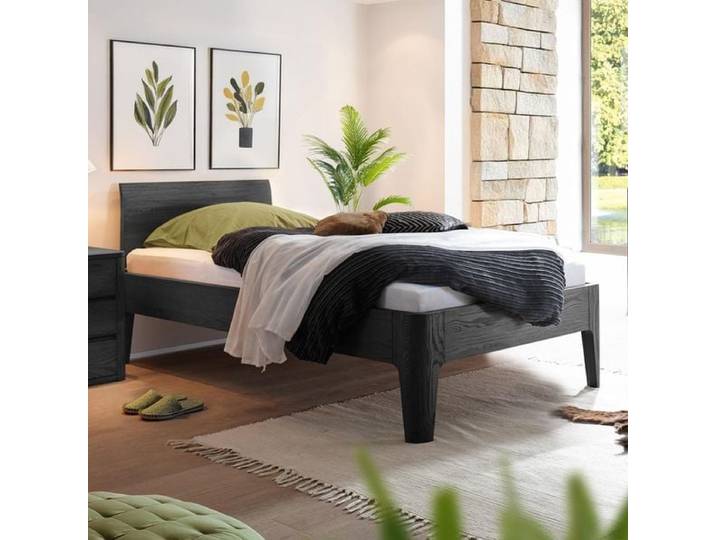 Einzelbett Ambato Eiche Massivholz 140x200cm klassischer Stil, Mit Kopfteil