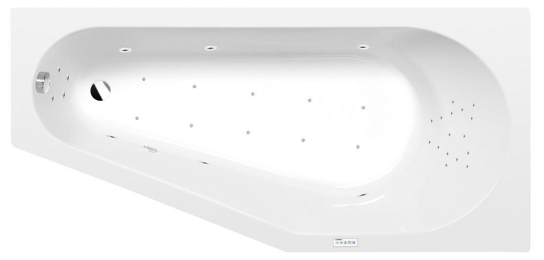Polysan PROJEKTA R Whirlpool-Badewanne, 160x80x44cm, Highline Hydro-Air, Chrom