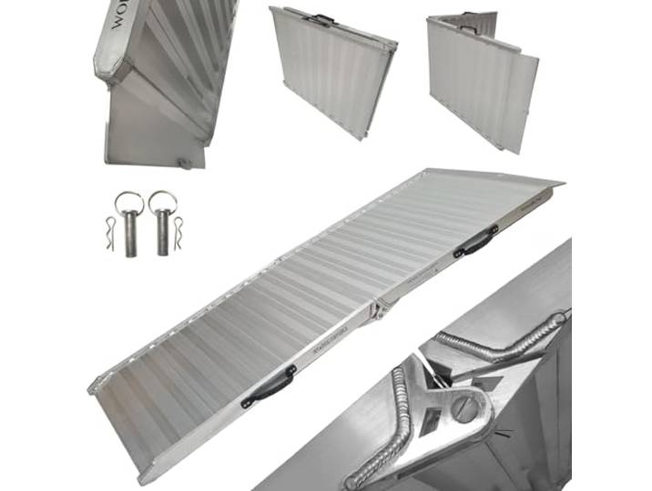 WORHAN Laderampe Rampe Aluminium Klappbare Eventrampe Schwerlastrampe rutschfest Motorrad Breitrampe Verladerampe Flightcase-Rampe Rollstuhlrampe 205cm (400kg) HR7