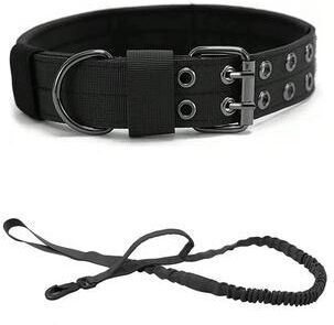 Uplift Essentials Professional Heavy Duty Tactical Dog Collar And Training Leash Set black xl