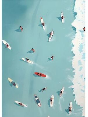 Uplifted Finds Summer Pool Party Canvas Wall Art   Nordic Beach & Ocean Aesthetic Home Decor g 20 X 30 Cm Frame
