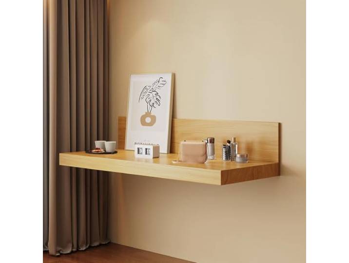 Schwebender Schminktisch, Wandtisch aus Holz, Minimalistisch Stabiler Rahmen, Edler Creme-Look für Schlafzimmer, Wohnzimmer und Arbeitsbereich(F,100cm39.37in)