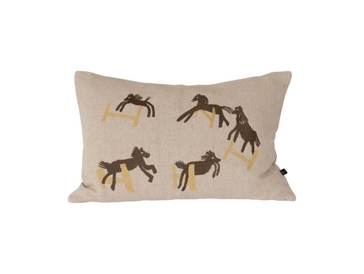 Fine Little Day Housse de coussin Jumping Horse 38x58 cm Natur