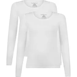 BAMBOO BASICS Bamboo basics Damen T-Shirt, 2er Pack - LARA Longsleeve, Unterhemd, Rundhals, uni, Größe L in Weiß Weiß