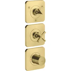 hansgrohe AXOR Citterio E  Thermostatmodul 38 x 12 Unterputzmodell für 3 Verbraucher mit 3 Einzelrosetten, 36704950, Farbe: Brushed Brass