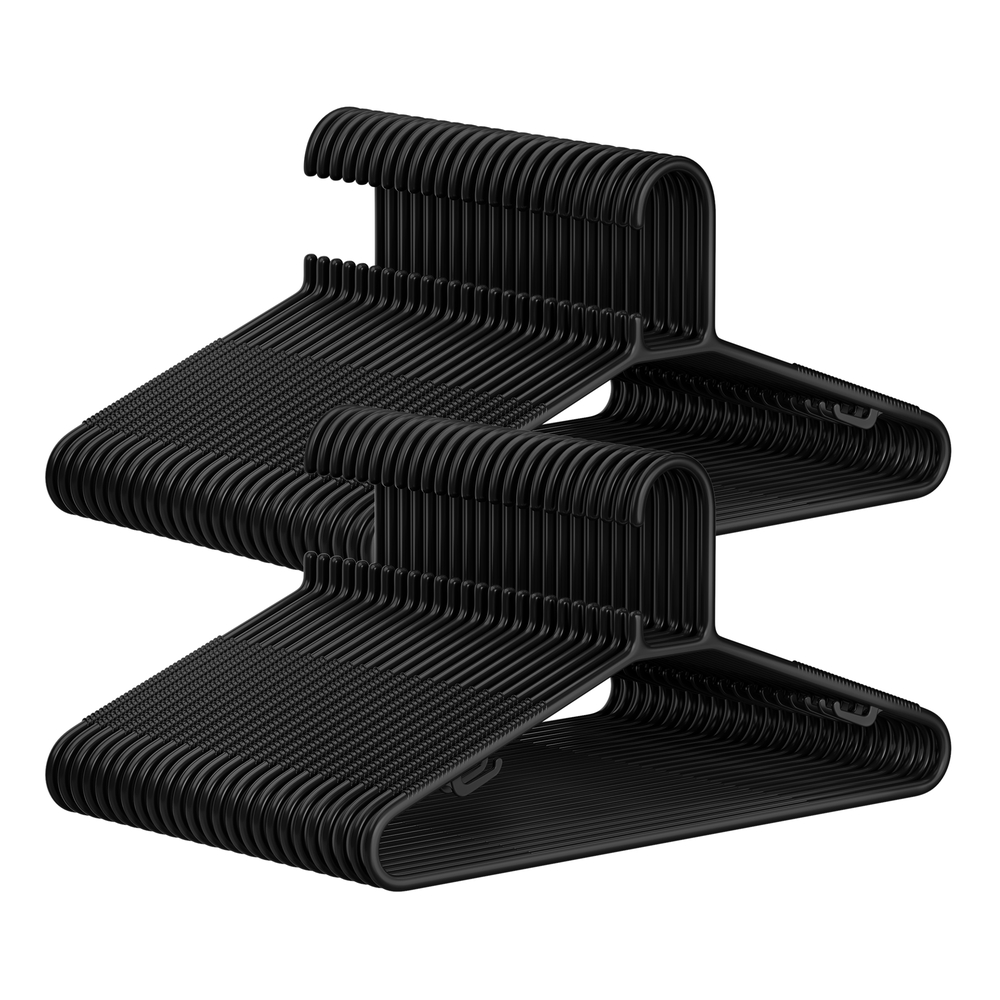 SONGMICS Kleiderbügel Kunststoff 50er Set leichtgewichtig schwarz CRP009B50