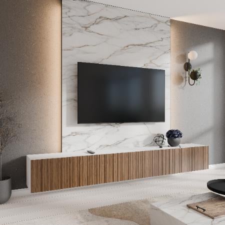 Margaret Hadas24 Mio TV-kast Catania, modern wit tv-meubel voor de woonkamer, hangend, Breedte: 300 cm