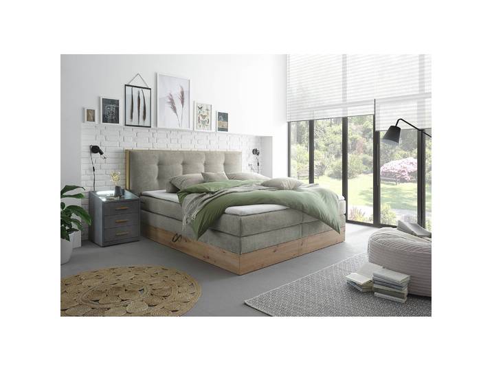 Boxspringbett Naumburg 180 x 200cm Microfaser Grau/Schlamm