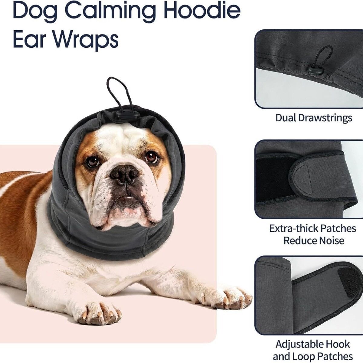 INF Geräuschreduzierende Hundegehörschützer aus Polyester für Feuerwerk, Gewitter, Pflege und Winterausflüge XL Grau