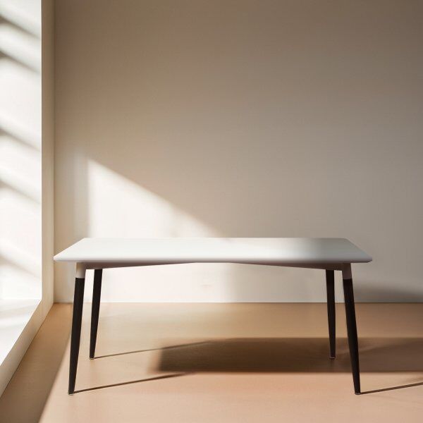Scandi Room Mødebord 180x80 Cm, Hvidt M/ Sort Metal Stel