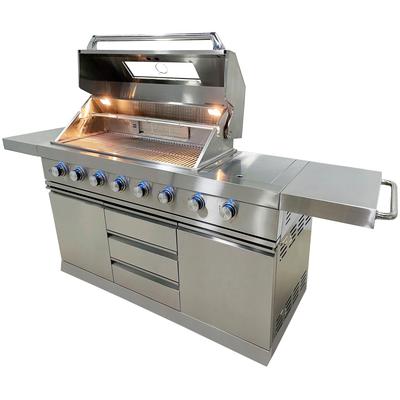 Gasgrill BUSCHBECK "Outdoorküche Bristol", silber (edelstahlfarben), B:214cm H:119cm T:64,5cm, Grills, Outdoorküche