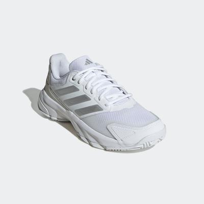 Tennisschuh ADIDAS PERFORMANCE "COURTJAM CONTROL 3", Damen, Gr. 39, cloud weiß, silber metallic, grau one, Synthetik, Textil, Schuhe, für Hartcourt, All-Court