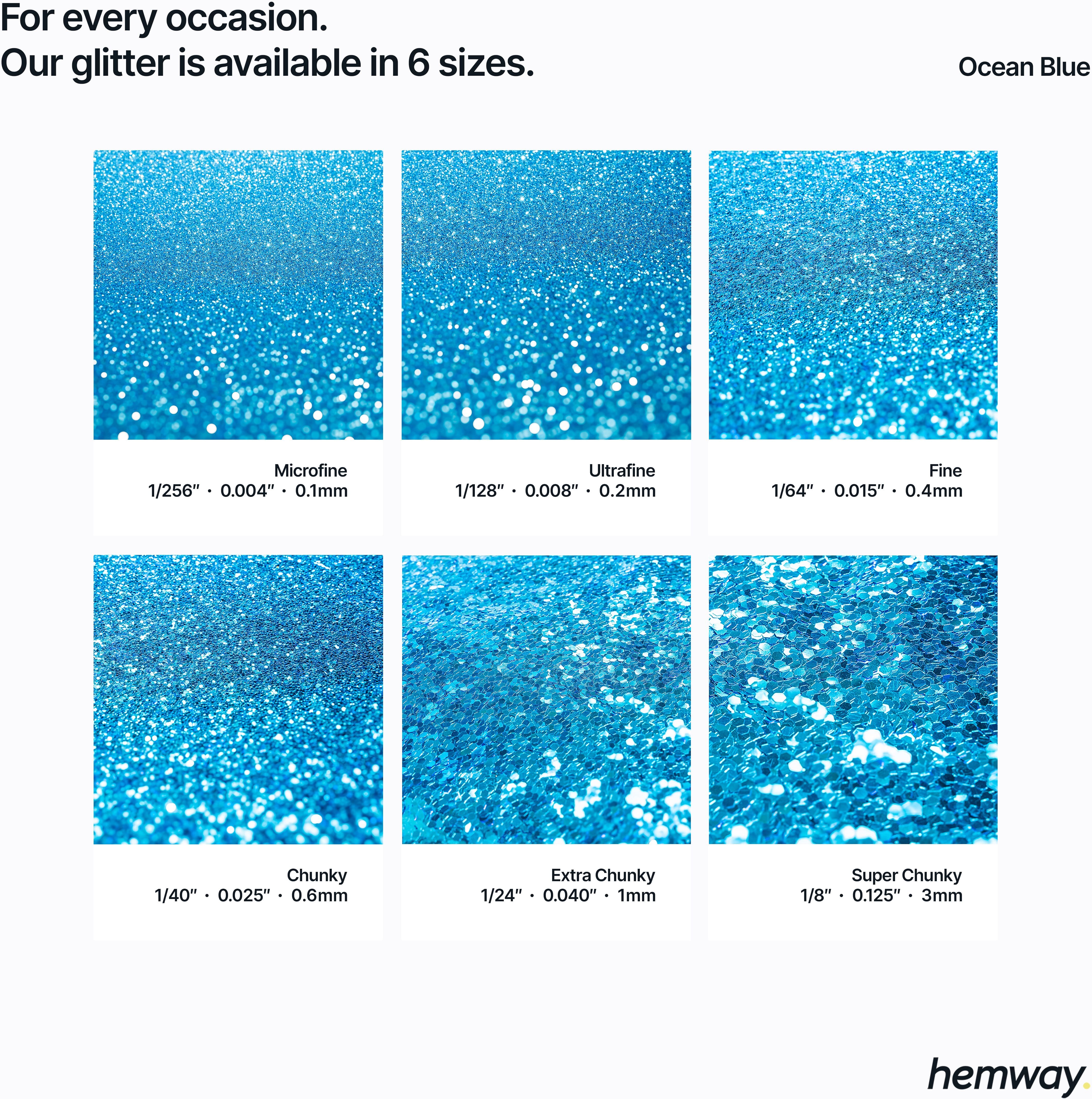 Hemway Multi-Size Glitter Shaker 120g / 4.2oz   Ocean Blue   Cosmetic, Festival, Epoxy Resin, Crafts - Ocean Blue - Multi-Size 200g