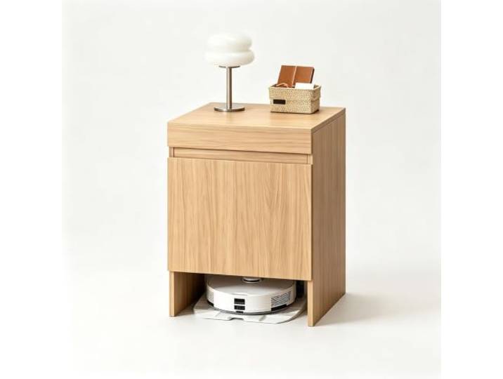 Schrank aus Holz für Saugroboter, multifunktionaler Aufbewahrungsschrank Verstecktes Aufbewahrungsmöbel mit Türen und ausziehbarem Regalboden für das Homeoffice(Yellow)