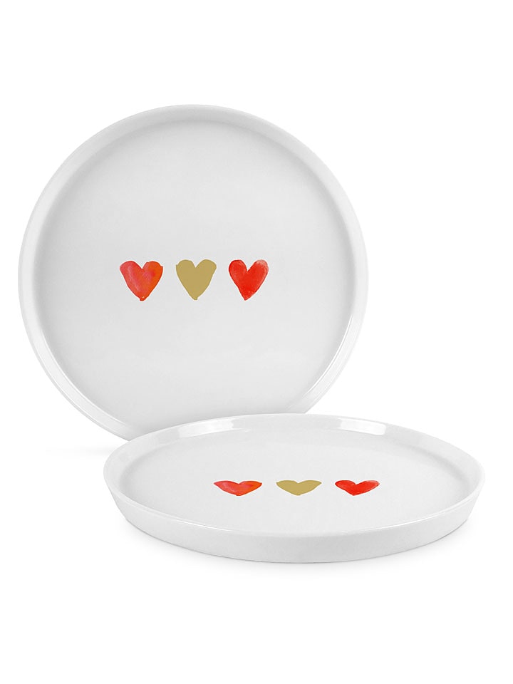 ppd Dessertteller "Aquarell Hearts" in Weiß - Ø 21 cm - onesize