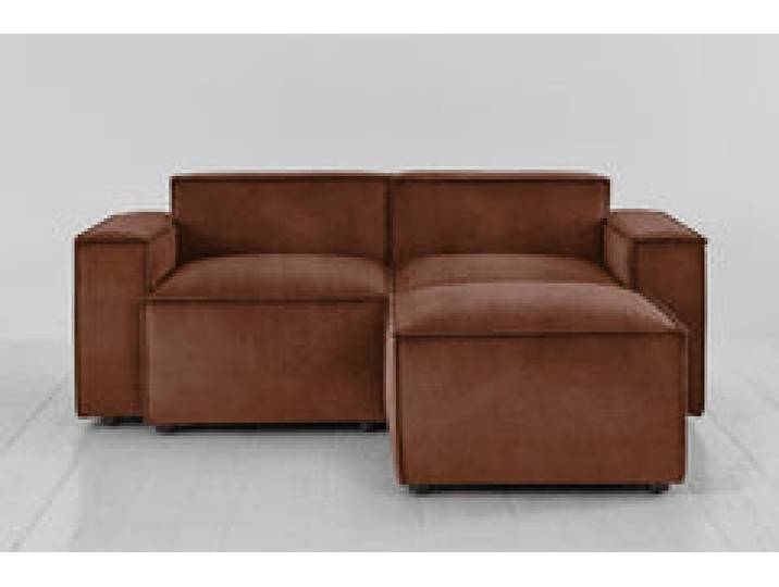 Zweisitzer-Sofa Model 03 mit Chaiselongue rechts, Rostbraun