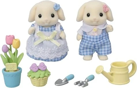 Sylvanian Families Blumen-Set und Flora Hasen Geschwister