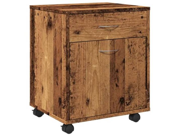 Helloshop26 Multifunktionaler Rollschrank, Stauraum, gekalkt, 45 x 38 x 54 cm, aus Holz, Altholz 02_0050899
