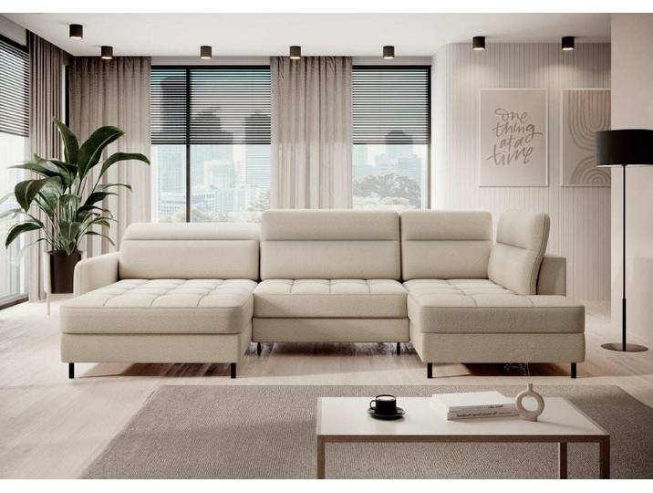 Sofa Belinda mit Schlaf- und Klappfunktion - Beige - Links - Luxusbetten24