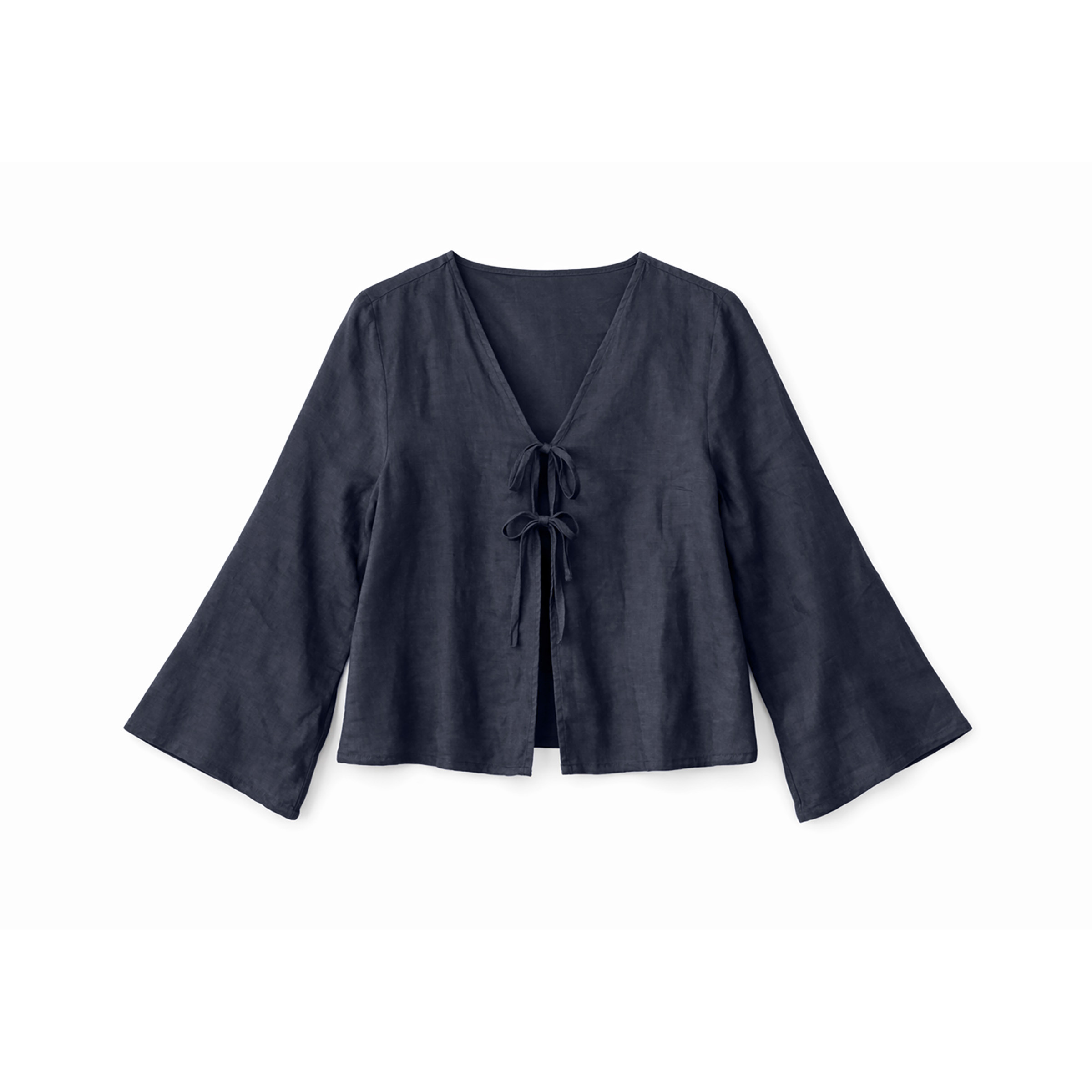 Mazine Linen w. Binding Damen Blusen blau Größe L Lifestyle Hautfreundlich
