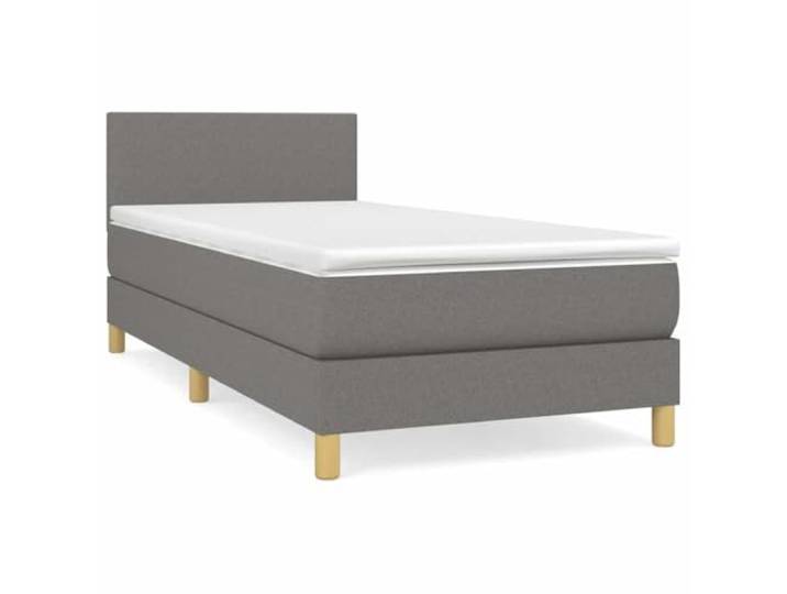 PUGYNBK Boxspringbett, 80 x 200 cm, dunkelgrauer Stoff Verstellbares Kopfteil, Taschenfederkernmatratze, mittlere Festigkeit, atmungsaktiv