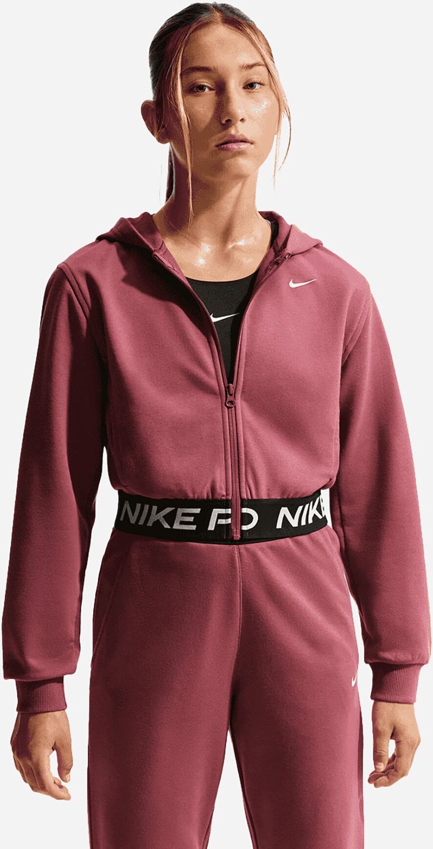 Nike Tape Pro Rise Jr - Felpa - Rosa 8-10ANNI