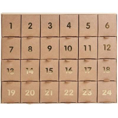 Adventskalender zum befüllen, Kraft-gold, 36,5 x 29 x 6 cm MIX