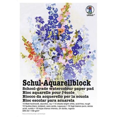 URSUS Zeichen und Künstlerbedarf Schul-Aquarellblock 150 g/m², DIN A3, 10 Blatt hochweiß
