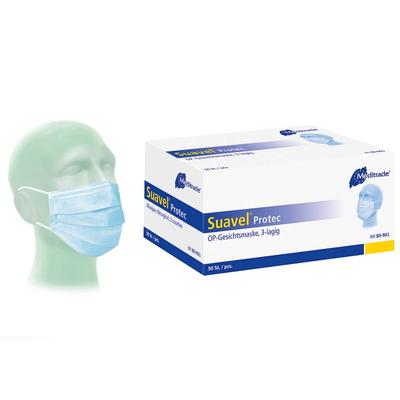 Meditrade 50 Suavel Protec Schutzmasken - unsteril - blau - 3-lagig - med. Mundschutz