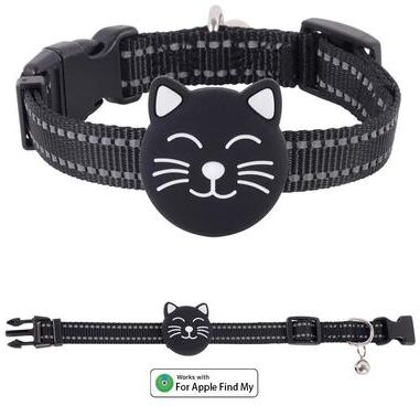 Inspired Finds Smart GPS Pet Tracker Collar Compatible With Apple Find My   AirTag Style Cat & Dog Anti Lost Tracking Collar black