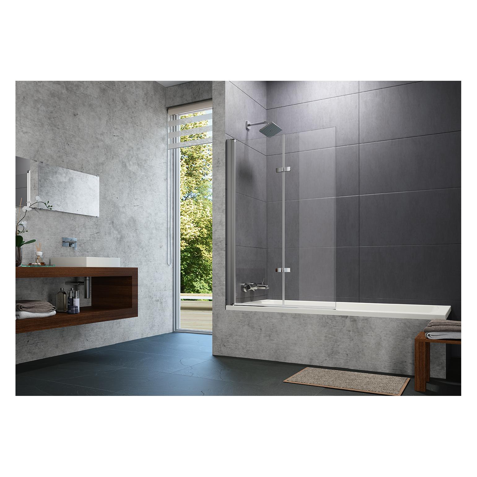 Hüppe Design pure Badewannenabtrennung, Schwingfalttür, Linksbefestigung, Breite 1200mm, Höhe 1500mm (120 cm) (8P2302087321)