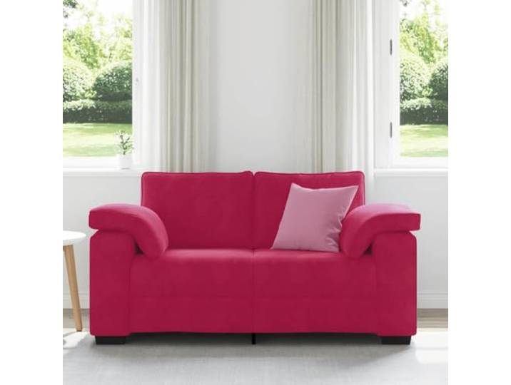 KTHLBRH Rotes Sofa Wein 160 cm aus Samt Gestell aus Sperrholz und Metall, Sitzfläche aus Schaumstoff, inklusive 2 Seitenkissen
