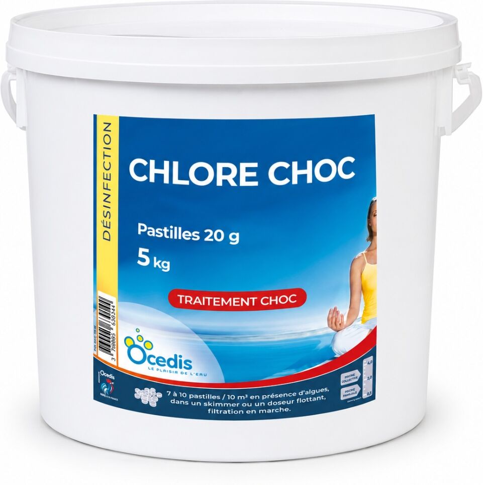 Traitement piscine OCEDIS pastilles de chlore choc 20g seau 5kg
