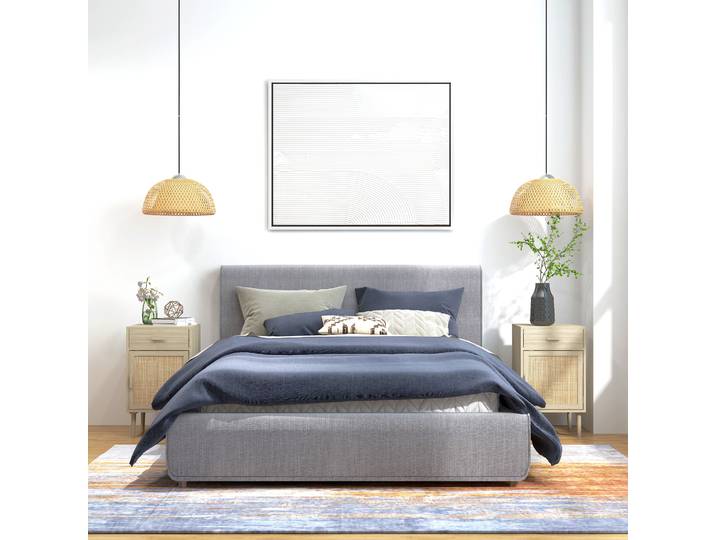 HOMCOM Set 2 Tables de Nuit Rotin Style Boho Bois