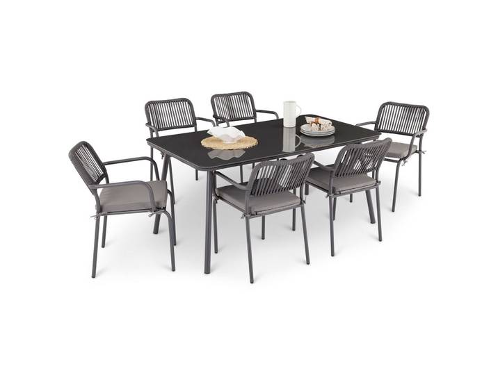 GARTENMÖBEL SET VOLONTE 7er Set grau, schwarz